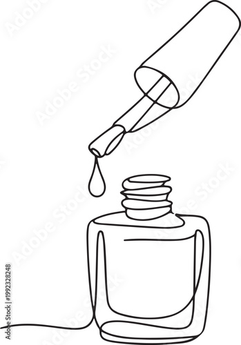 Stylish Nail Polish Line Drawing Vector for Beauty Salon Cosmetic Branding and Manicure Design