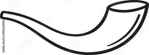 Shofar Horn Icon Minimal Line Vector Representing Religious Instrument and Cultural Tradition Concept