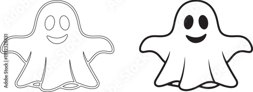 Ghost Vector Illustration in Minimal Style for Halloween Theme Spooky Character and Fun Design