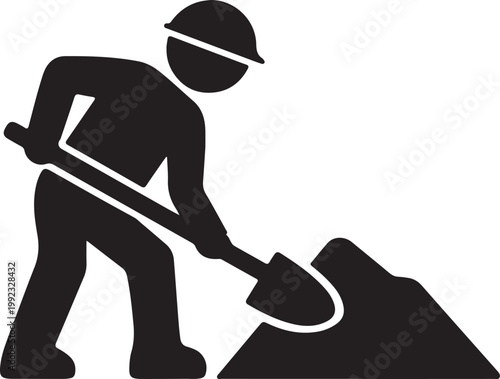 Construction Worker Icon Vector Illustration for Building Industry Labor Safety and Engineering Concept