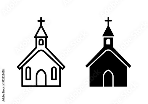 Photos Christian Church Building Icon Set with Cross and Steeple