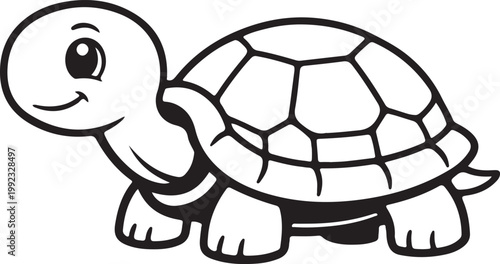Outlined Turtle Cartoon Vector Design for Cute Animal Illustration Wildlife and Nature Theme