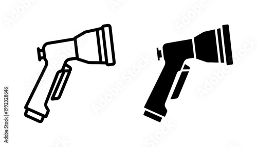 Fotografija Garden hose spray gun nozzle icon set