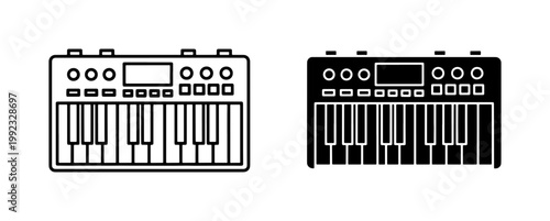 Midi Keyboard Controller Icon Set for Music Production