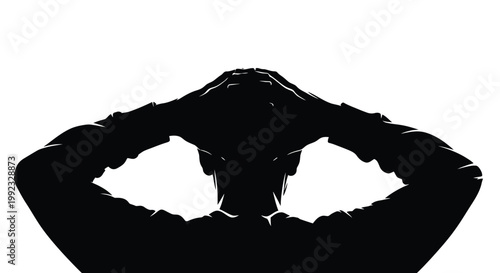 Silhouette of a stressed man holding his head with hands in frustration and despair
