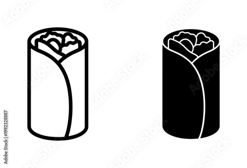 Sushi rolls, vector icons, black and white, food illustrations, sushi set