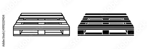 Wooden Pallet Icon Set for Logistics and Shipping