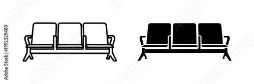 Airport Waiting Area Bench Icon Set