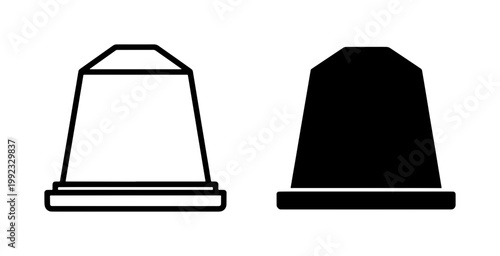 Coffee Capsule Outline and Solid Silhouette Icon Set