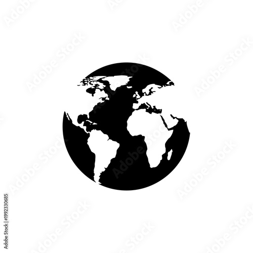 Black silhouette of the world map.