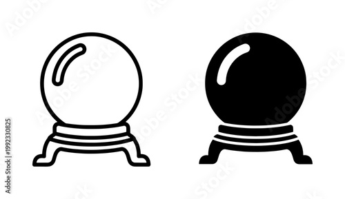 Magic crystal ball icon set for fortune telling and prophecy