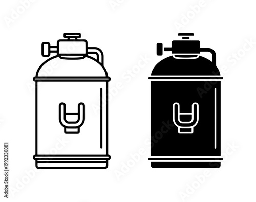 Cryogenic Liquid Nitrogen Tank Icon Set