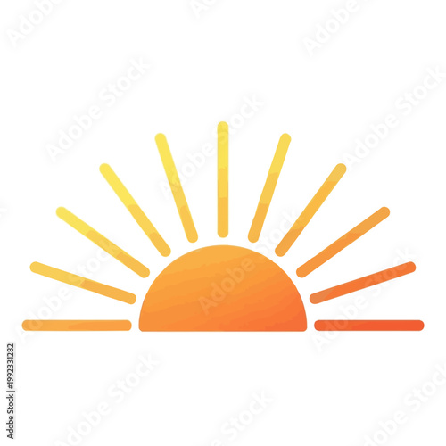 Vibrant orange sunrise graphic illustration.
