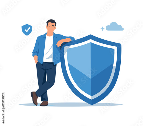 An individual feeling confident after securing insurance coverage, reflecting peace of mind and readiness for unexpected situations in everyday life, visual metaphor of a