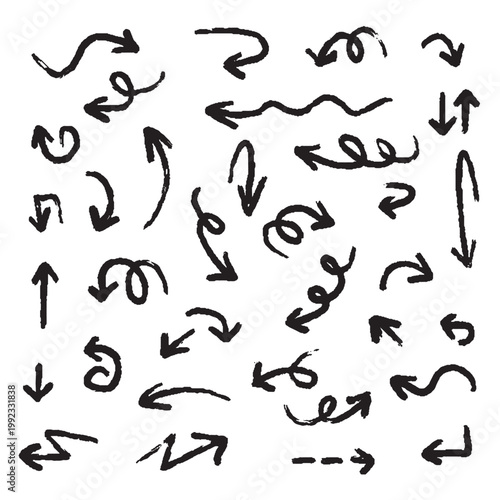 Hand Drawn Arrows Brush Style Arrows Multi Arrows Collection Vector