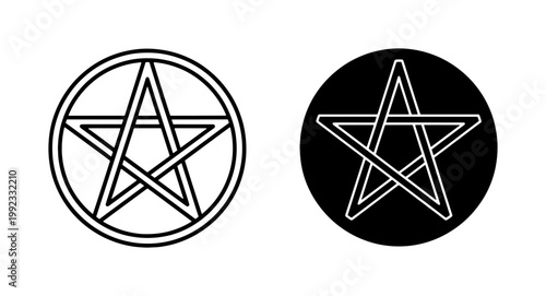 Cuadro en lienzo Pentagram Pentacle Wiccan Symbol Outline Set