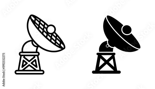 Satellite Dish Antenna Icon Set for Communication Technology