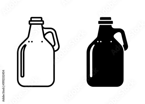 Beer growler glass jug outline and silhouette icon set