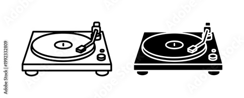 Vintage Vinyl Record Player Icon Set