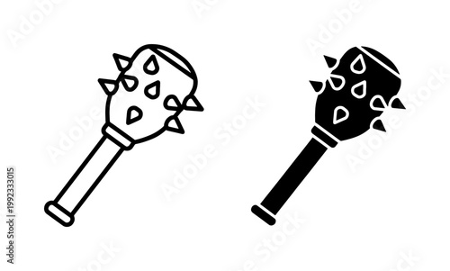 Medieval Spiked Mace Weapon Icon Set