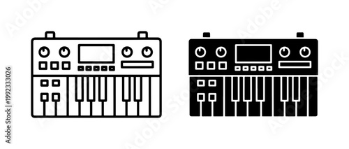 Synthesizer Keyboard Line and Glyph Icon Set