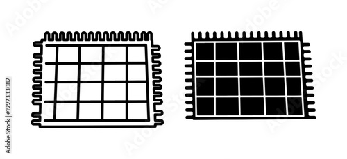 Minimalist calendar icon set, black and white monthly planner grid symbols, simple schedule organizer vector graphics for business apps