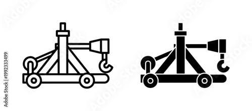 Medieval Catapult Siege Engine Icon Set
