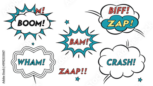 Vector illustration of colorful comic book style speech bubbles with communication expression illustration
