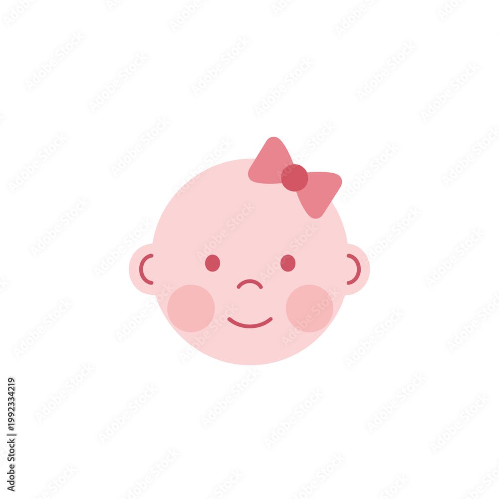 Fototapeta premium Cute baby face with pink bow.