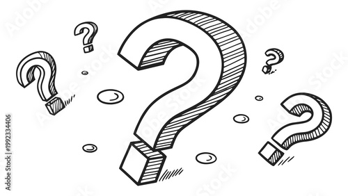 Vector illustration of hand drawn sketch question marks with question curiosity thinking solution