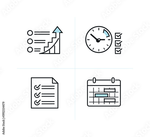 Work responsibility and productivity planning concept highlighting task prioritization deadlines and organized daily routines in a clean professional vector system, a