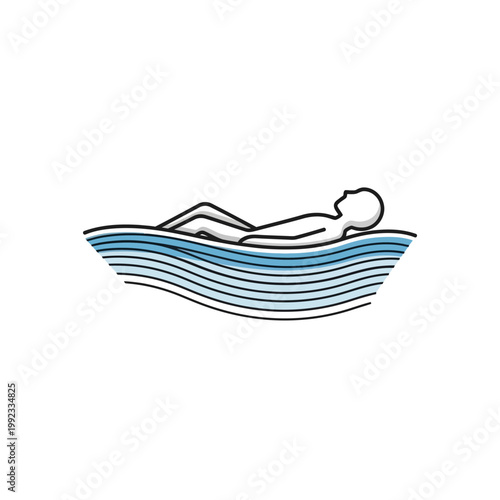 Person floating on water in relaxation.