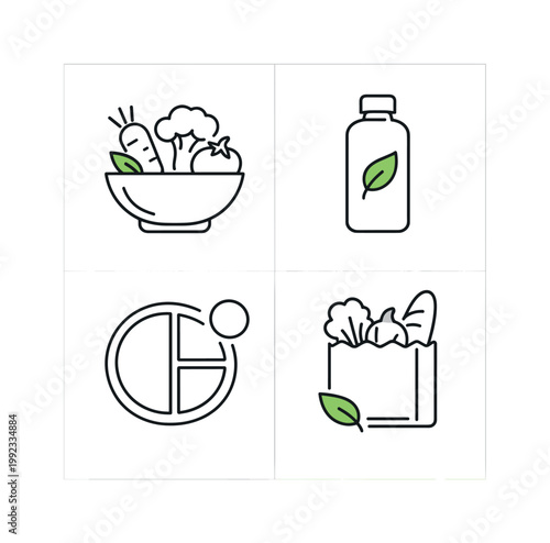 Healthy food selection and nutrition awareness concept highlighting balanced meals organic choices and wellness focused consumption in a clean modern vector system, a