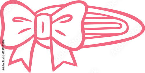 Hairpin pink line art vector icon, doodle hairclip hair accessory, hairgrip or barrette item, girlish fashion hairstyle