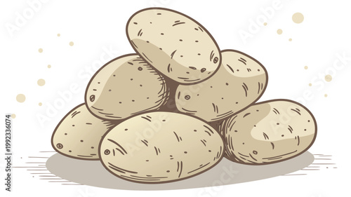 Vector illustration of a pile of fresh organic potatoes with potatoes vegetables agriculture nutrition