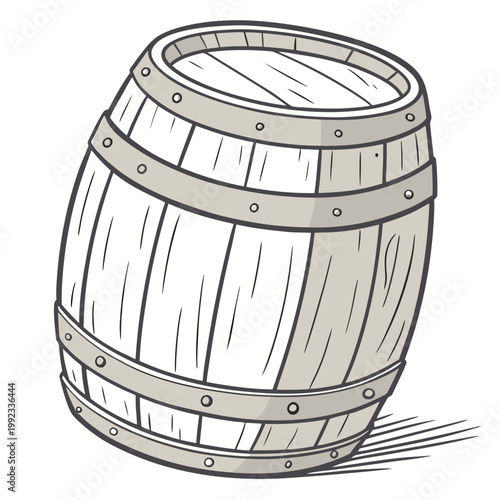 Vector illustration of a rustic wooden barrel with container illustration isolated packaging tradition