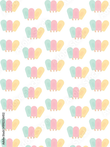 Seamless pattern with pastel popsicles arranged in a repeating layout. Minimal cute summer design ideal for packaging, textiles, and digital backgrounds.