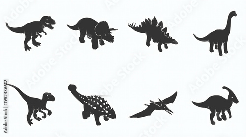 Vector collection of prehistoric animal silhouettes for educational design