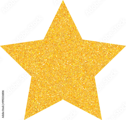Yellow glitter star shape, award symbol shiny shimmer texture, starburst grainy kids vector design, sparkling decoration