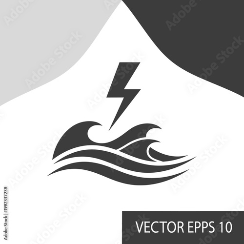 Weather warning stormy sea vector icon.
