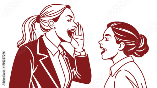 Vector illustration of an office worker shouting to a colleague with business communication shouting