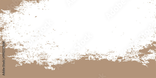 Abstract white grunge brush stroke on brown textured background with distressed edges and vintage paper effect style