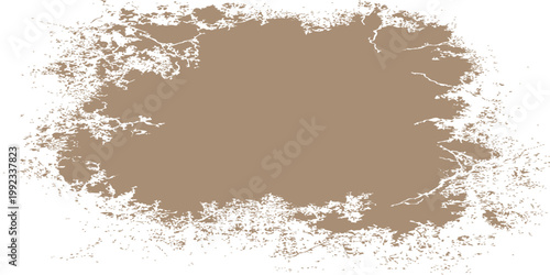 Abstract white grunge brush stroke on brown textured background with distressed edges and vintage paper effect style