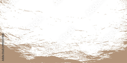 Abstract white grunge brush stroke on brown textured background with distressed edges and vintage paper effect style