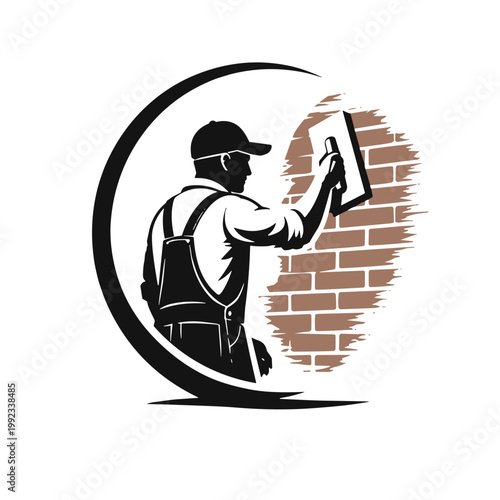 A vector-style builder in black and brown, symbolizing repair services