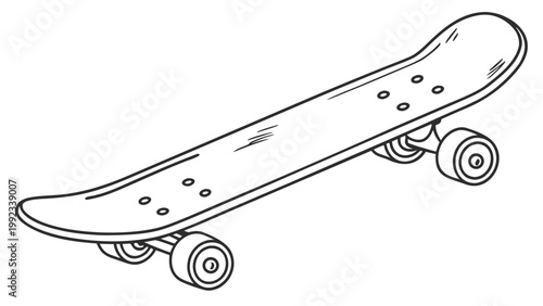 Vector illustration of a skateboard in black and white with skateboard skateboarding transport recreation
