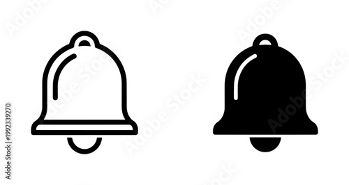 simple black and white bell icons vector set