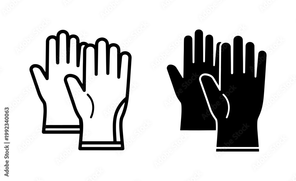 Obraz premium black and white vector illustration of work gloves