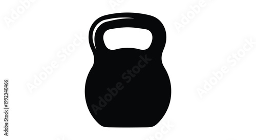 A stark black silhouette of a kettlebell a common piece of fitness equipment against a white backdrop silhouette