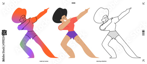 Man Character Dance at A Party with Cartoon People for A Concert or Summer Beach Club. A Young Dancer with A Drink in A Flash of LGBT Celebration and Happy Music for A Cheerful Night